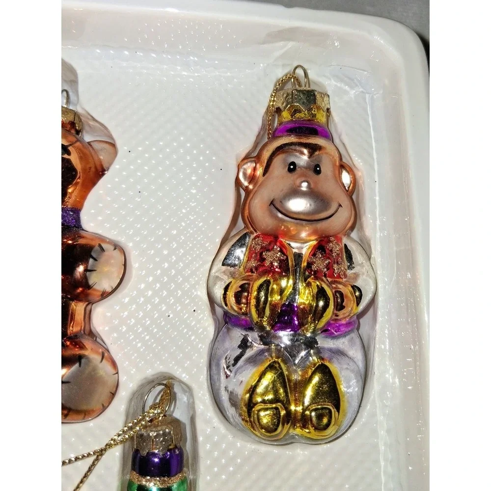 2002 Santa's Workbench Blown Glass Christmas Ornaments Teddy Monkey Horse Set